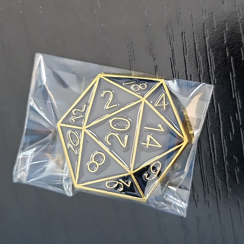 Dungeons and Dragons 20-Sided Die Inspired Enamel Pin - Picture 3 of 4